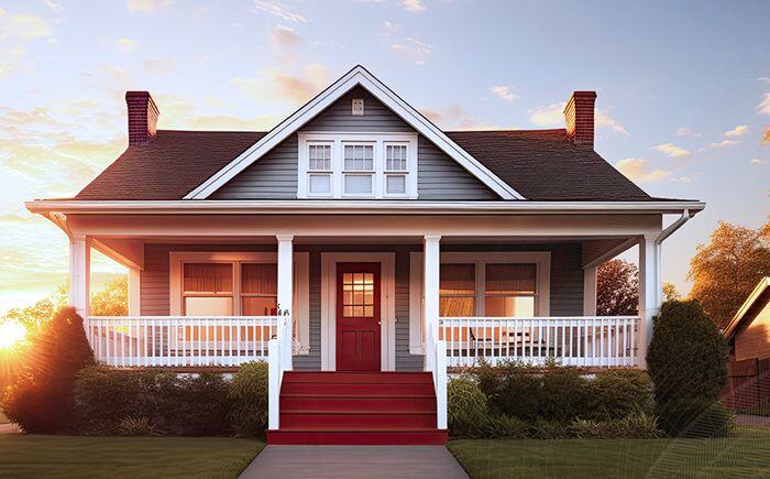 Image of House with Sunset Behind