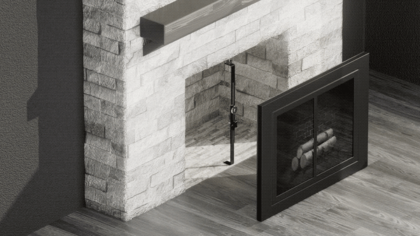 Gif of the Hearth Stopper being installed onto the mounting bracket.