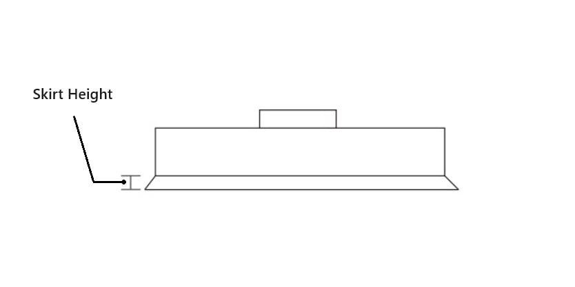 A diagram indicating how to find the height of the skirt of a chimney chase cover