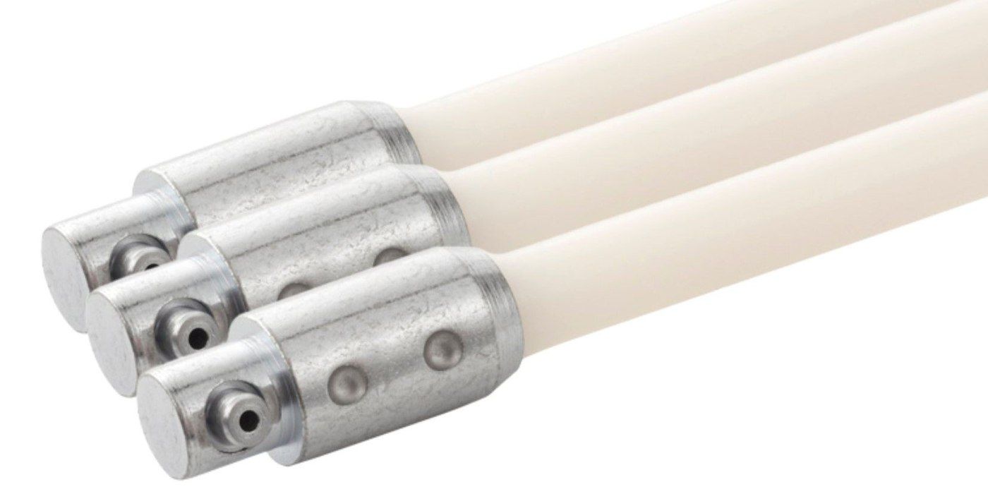 Three button-link LintEater Pro extension rods laid out parallel to each other against a white background