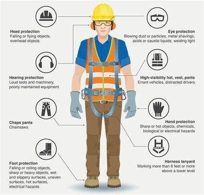 A PPE graph for Chimney Sweep consisting of proper PPE needed such as head protection, hearing protection, chap pants, foot protection, harness, hand protection, high visibility, and eye protection