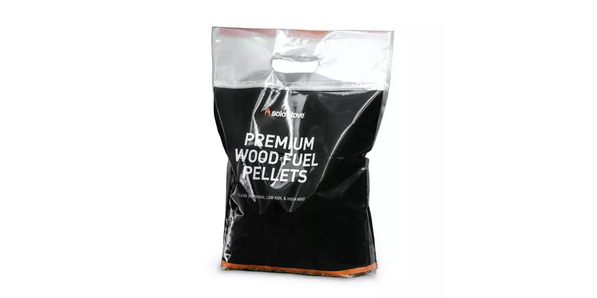 A bag of Solo Stove Premium Wood Fuel Pellets against a white background