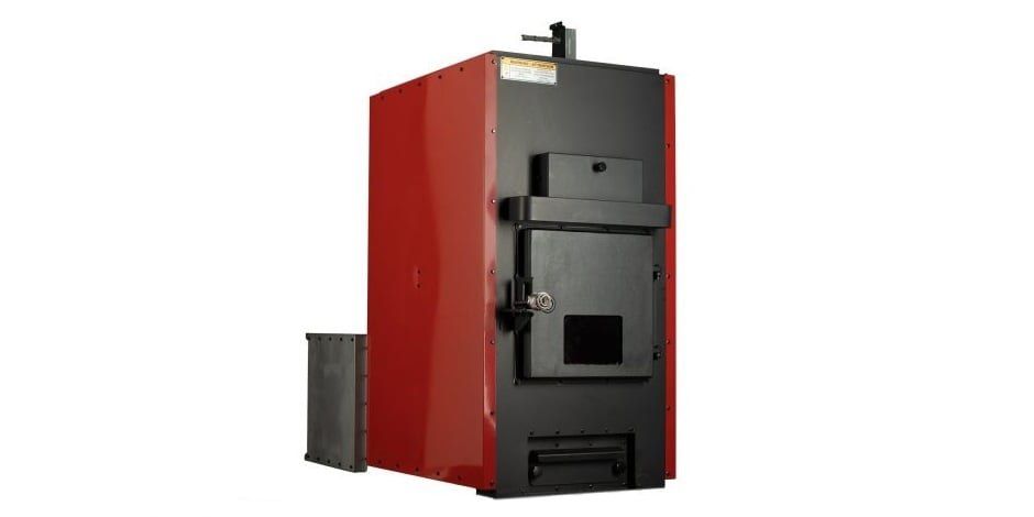 A US Stove Hot Blast HB1520 wood burning furnace on a white background