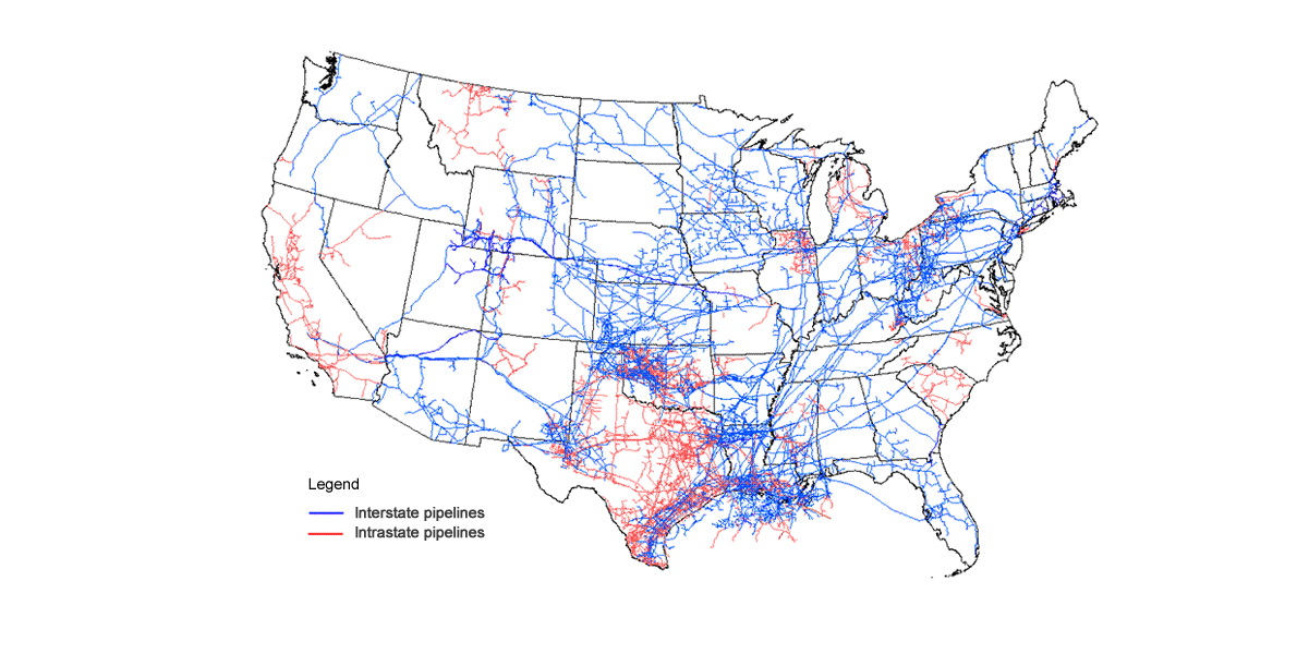 Map of Natural Gas Pipelines in the United States