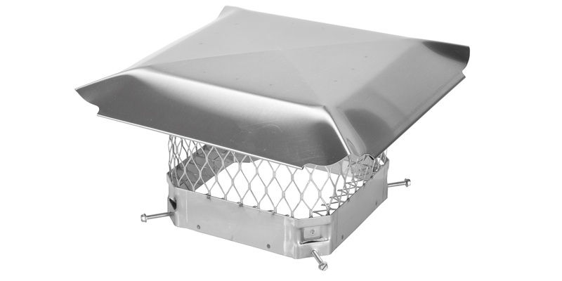 A nine-inch-by-nine-inch stainless steel square chimney cap displayed against a white background.
