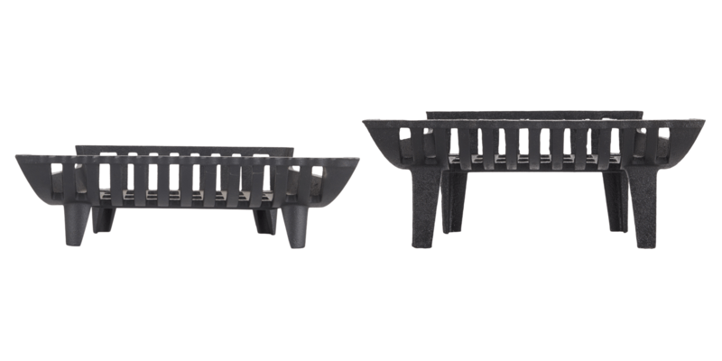 Two G17 Franklin G Series Fireplace Grates side by side (though one has 4-inch legs, and the other has 2-inch legs).
