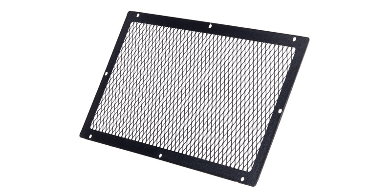 A black HY-GUARD EXCLUSION Foundation Vent Screen. The cover is tilted at an angle and displayed against a white background.