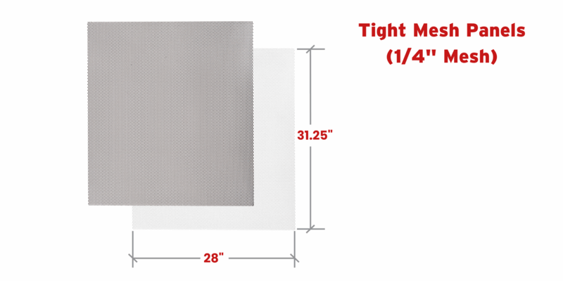 HY-GUARD EXCLUSION's Pest Armor Panels laid out on a white background. Markings denote the panels' dimensions.