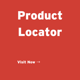 A red square that says "Product Locator" in big text on the top, and "View Now" in smaller text below.