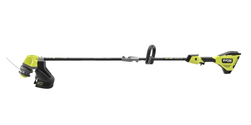A RYOBI 40V HP battery-powered weed eater displayed against a white background.