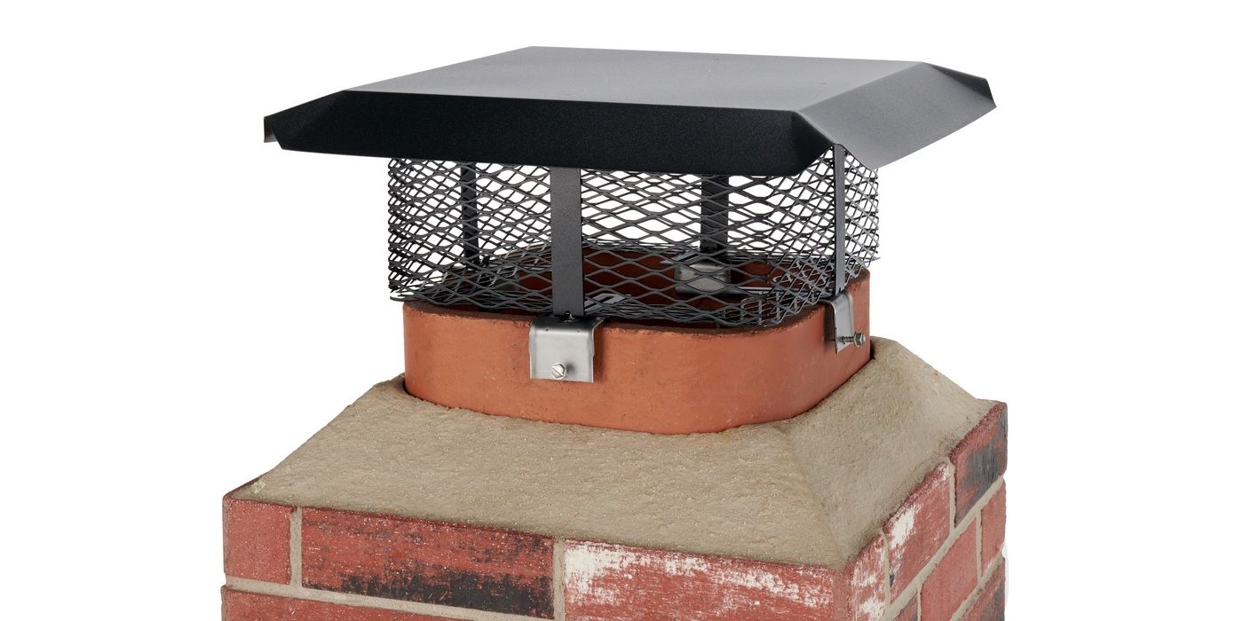 A Shelter single-flue galvanized steel adjustable chimney cap installed on a mock flue against a white background.