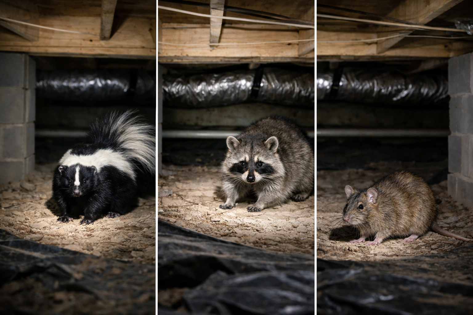 skunk-raccoon-and-rat-in-crawl-space